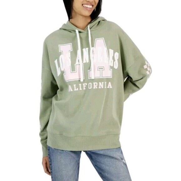 NWT Grayson/Threads The Label Juniors' LA California Hoodie Green Size Large - Picture 1 of 8